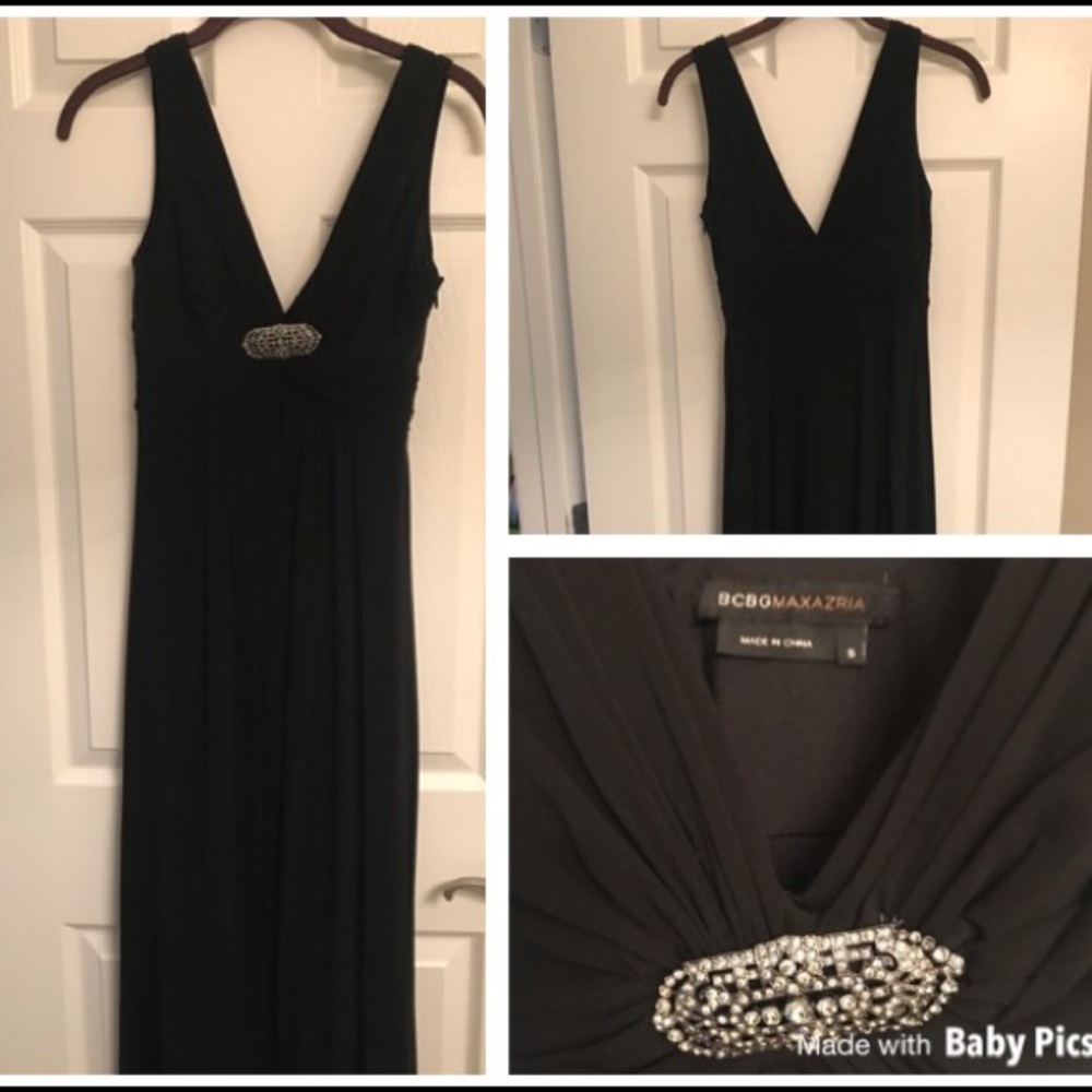 BCBG long black evening gown. Size S